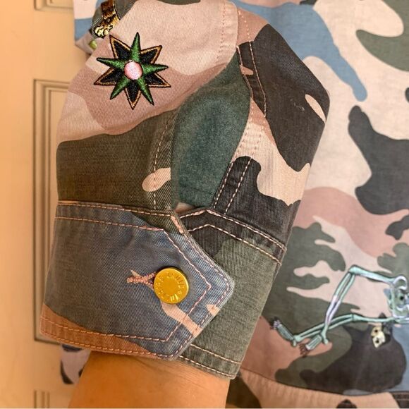 ZADIG & VOLTAIRE Kavy Camou Brode Jacket Green Camo Skull Embroidery Bomber Wool - Picture 8 of 16